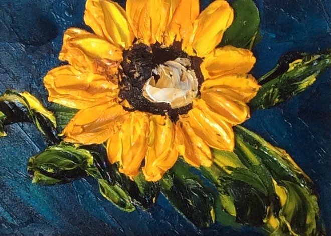 Sunflower on Rich Teal - original