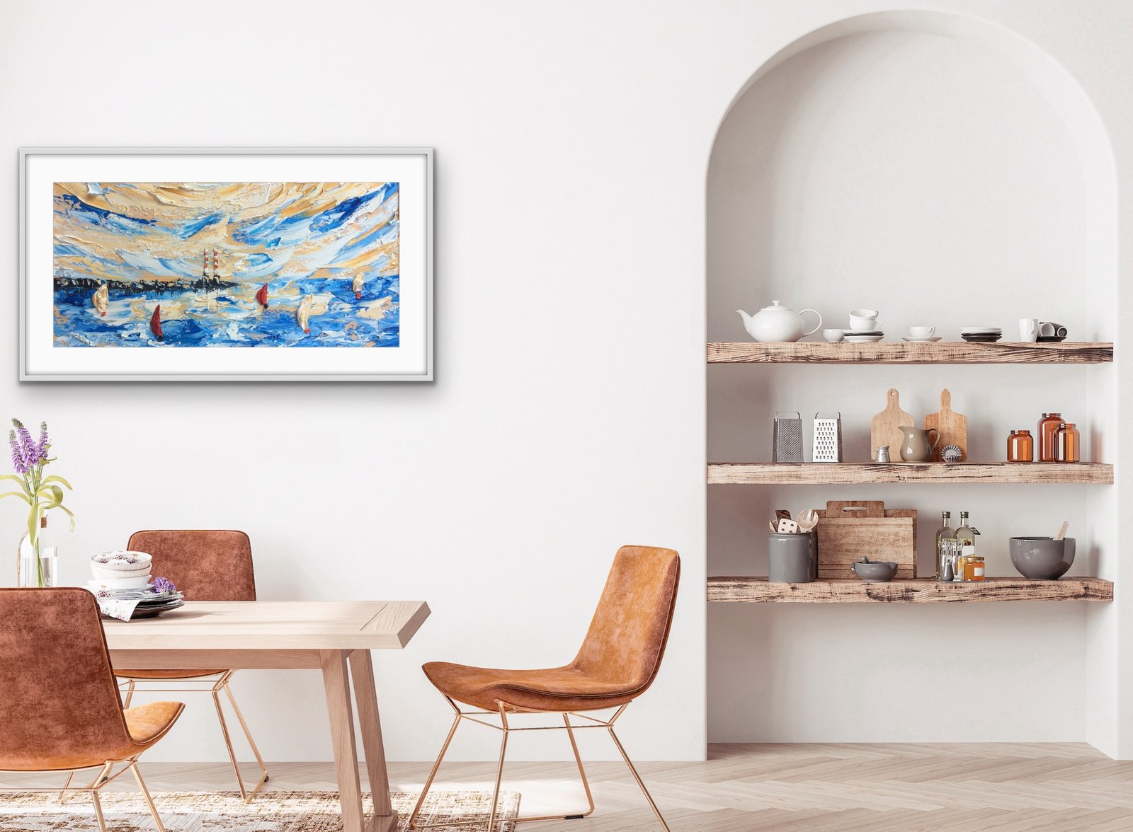 Poolbeg Stacks well known Dublin Landmark   - original oil palette knife