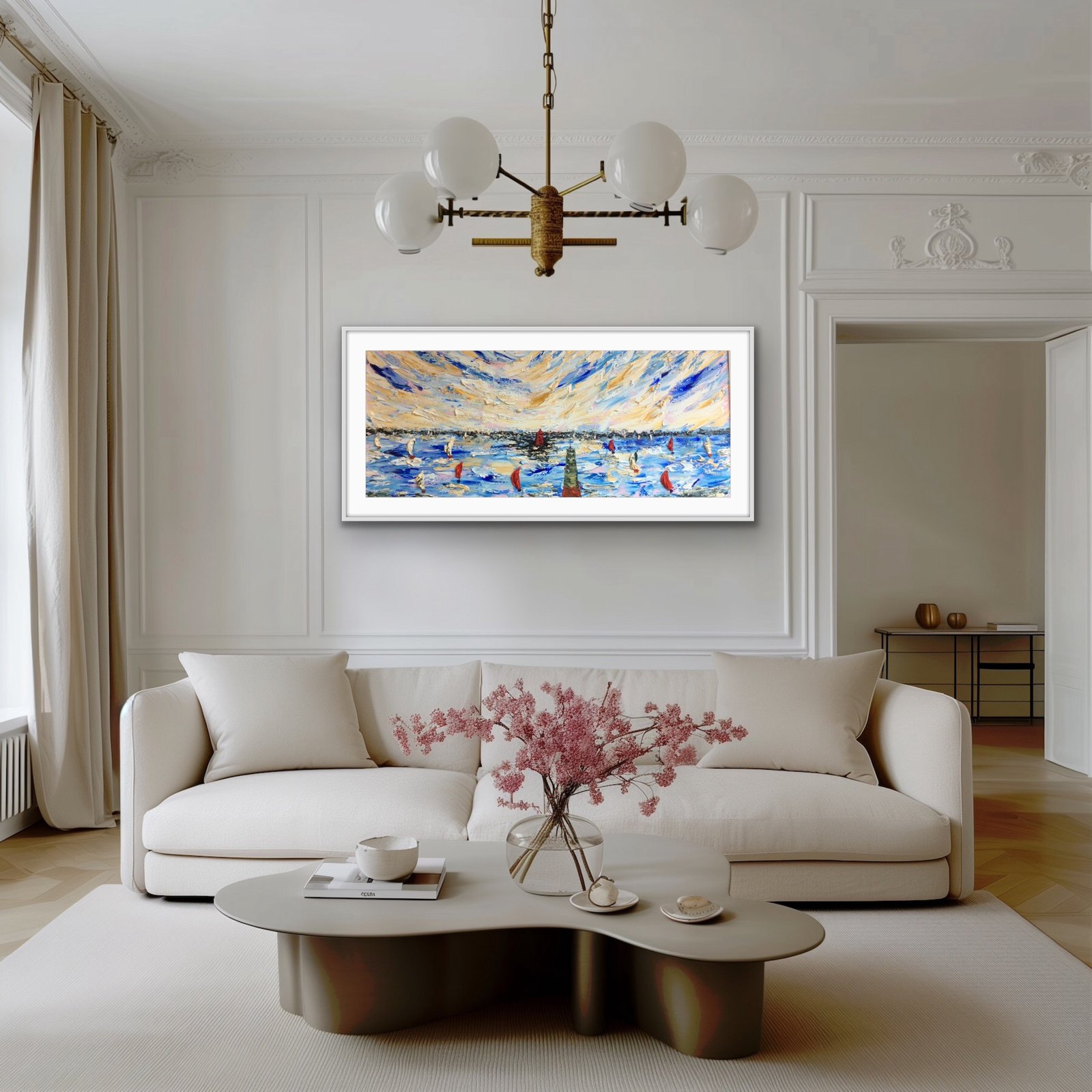 Great Irish Coast - The Northbull and Poolbeg lighthouse - original oil palette knife