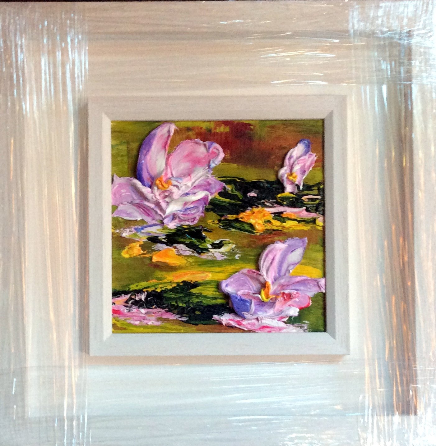 Waterlilies New Beginnings  -original oil palette knife