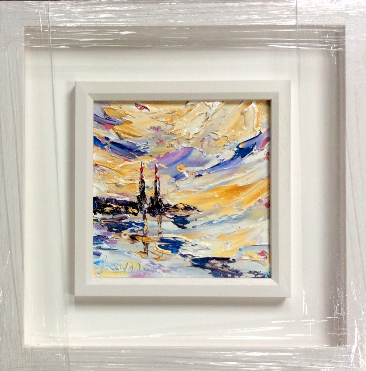 Poolbeg Chimneys Grace the Sky- original oil palette knife