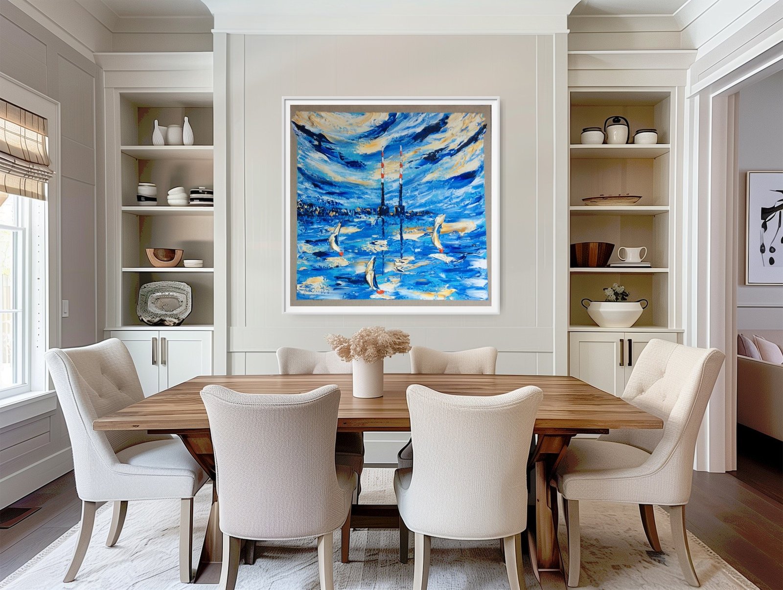 Every Journey starts with the first step under a blue sky -Poolbeg original oil palette knife