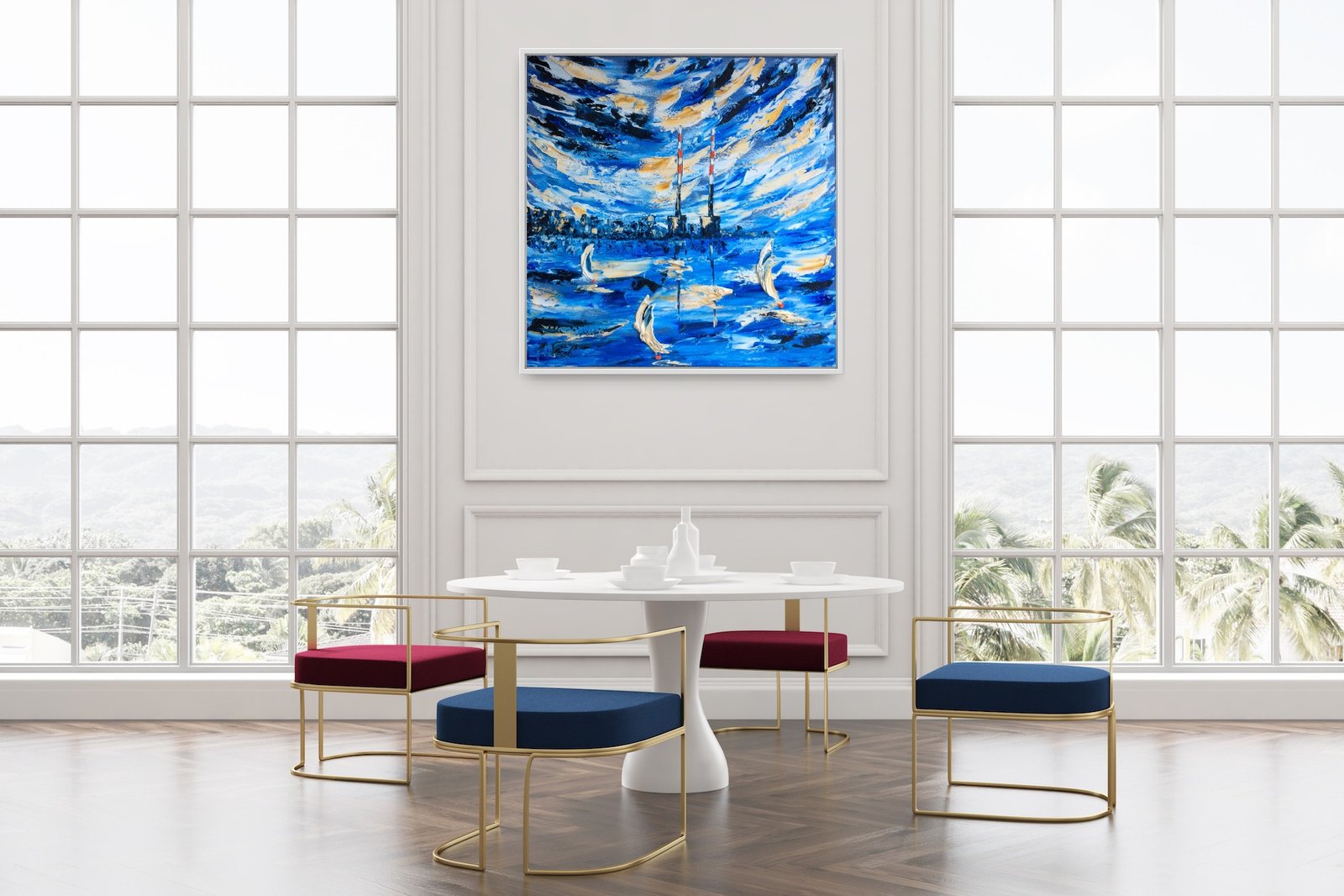 Nothing but Blue skies - Poolbeg original oil palette knife