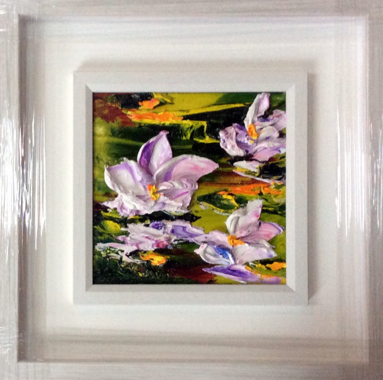 Waterlily Pond  -original oil palette knife