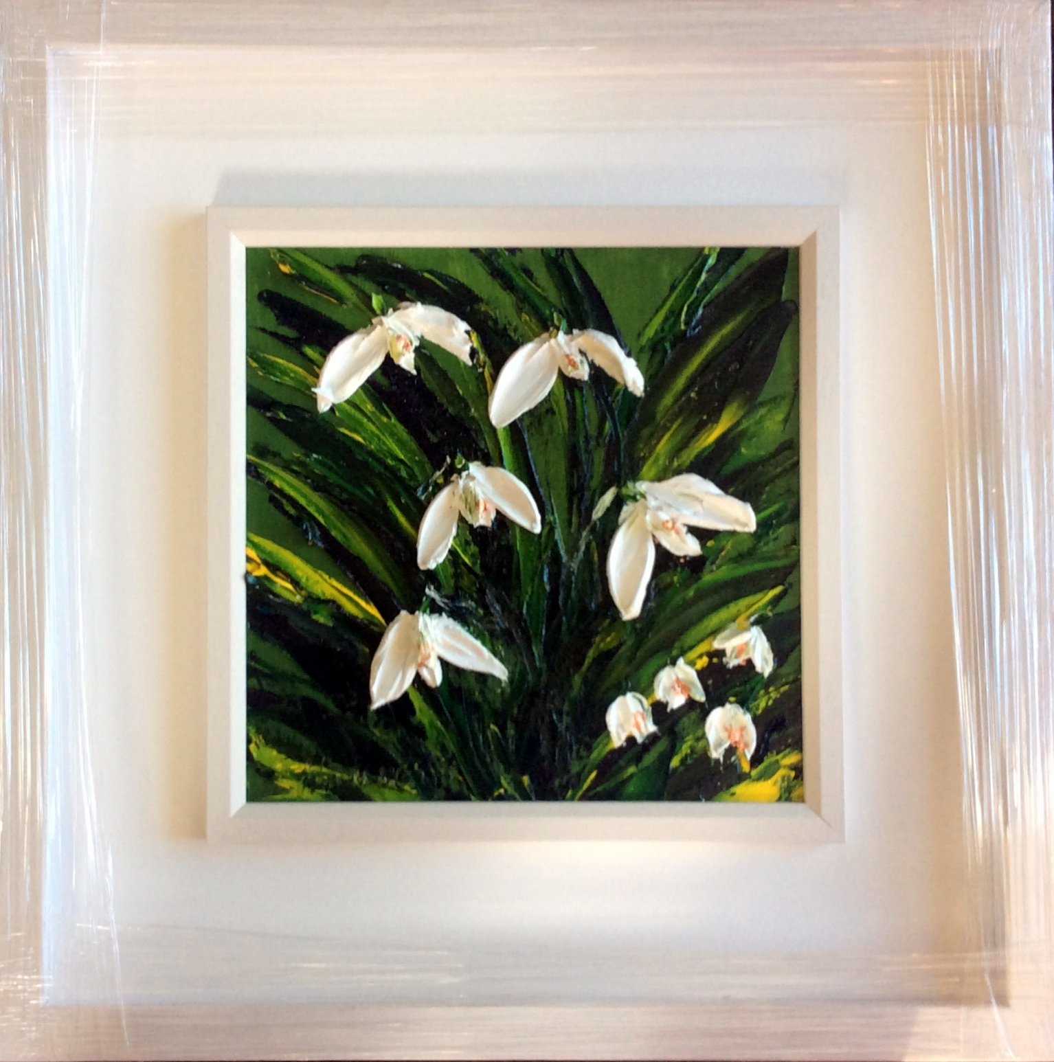 Snowdrops - original oil palette knife