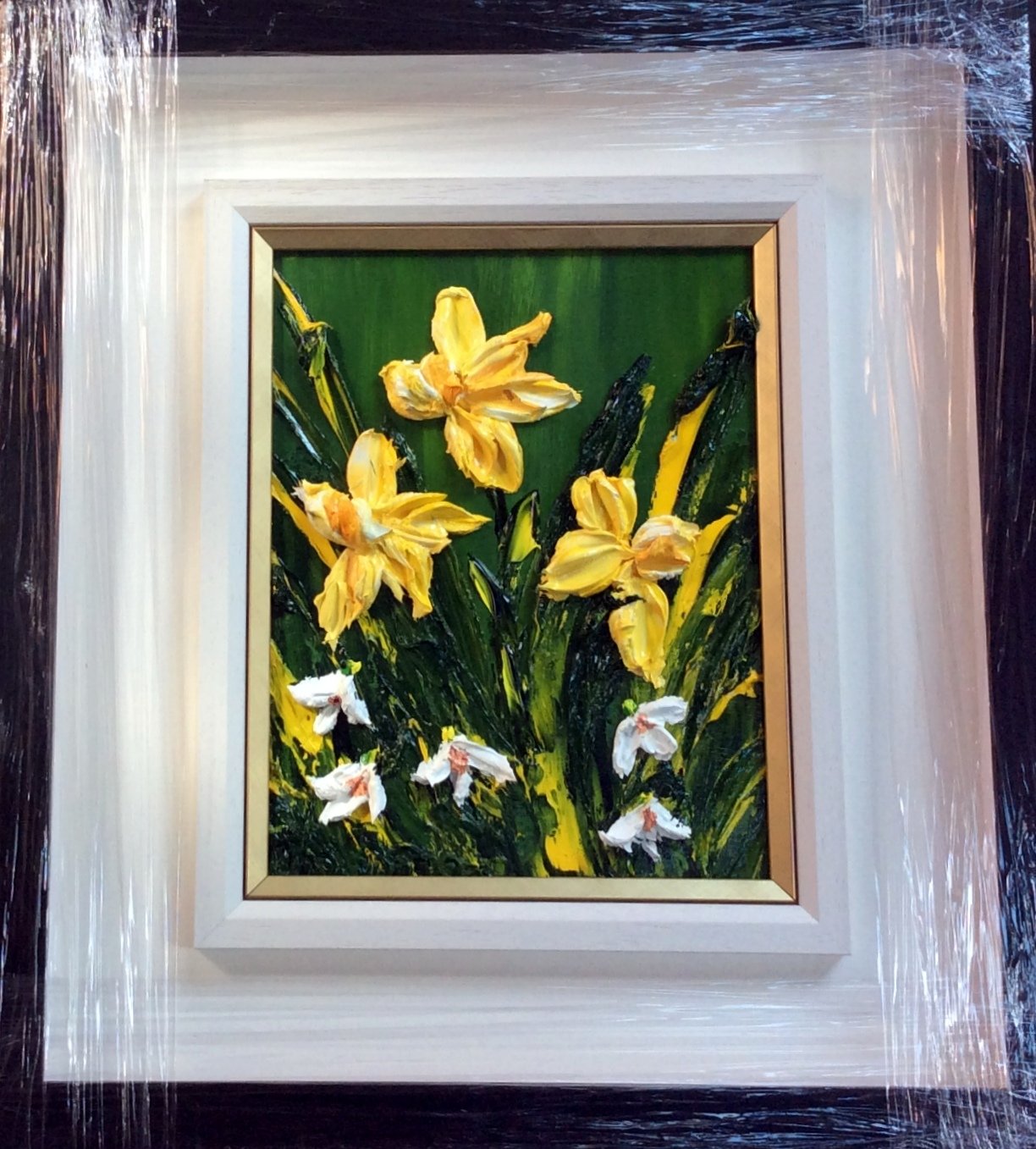 Snowdrops and Daffodils - Butterflies and Bees- original palette knife