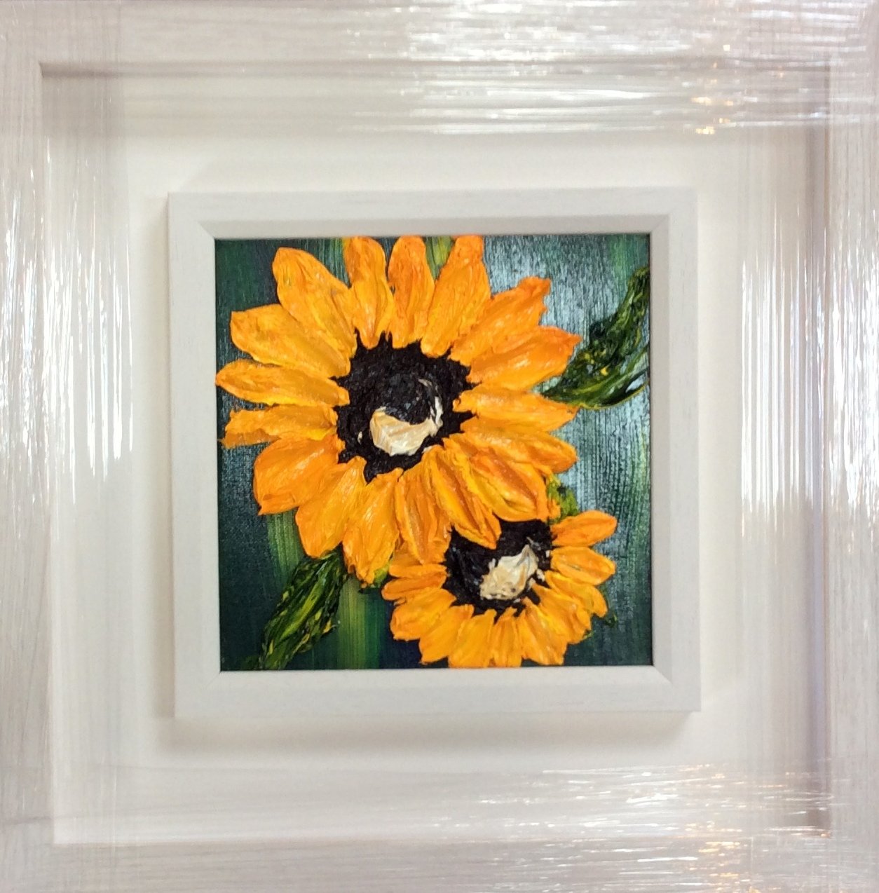 Beautiful Summer Sunflowers - original oil palette knife