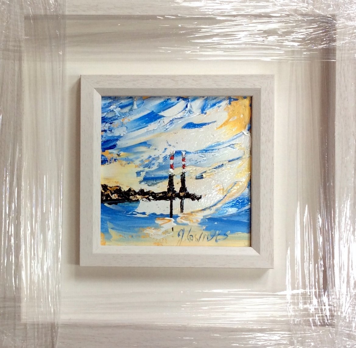 Poolbeg Perfect Blue Skies all around - original oil palette knife