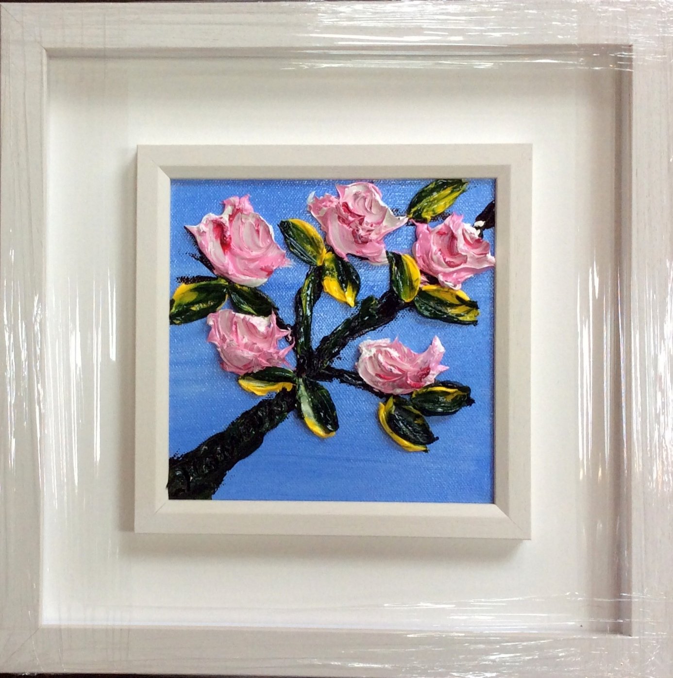 Pink Blossoms of Happiness - original oil palette knife