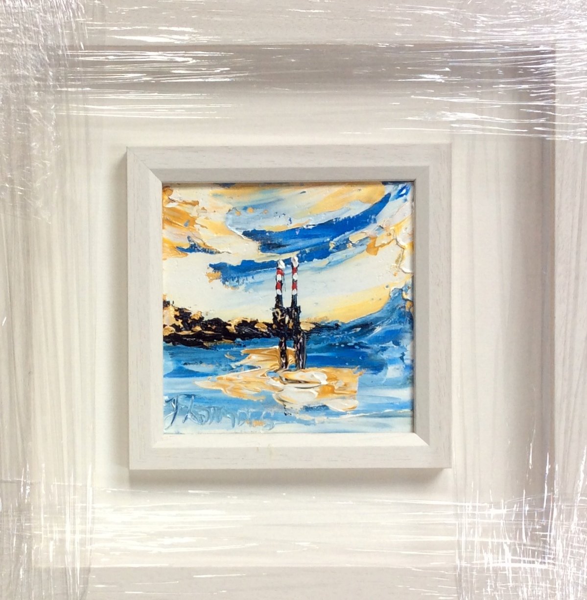 Poolbeg Blue Skies are coming - original oil palette knife