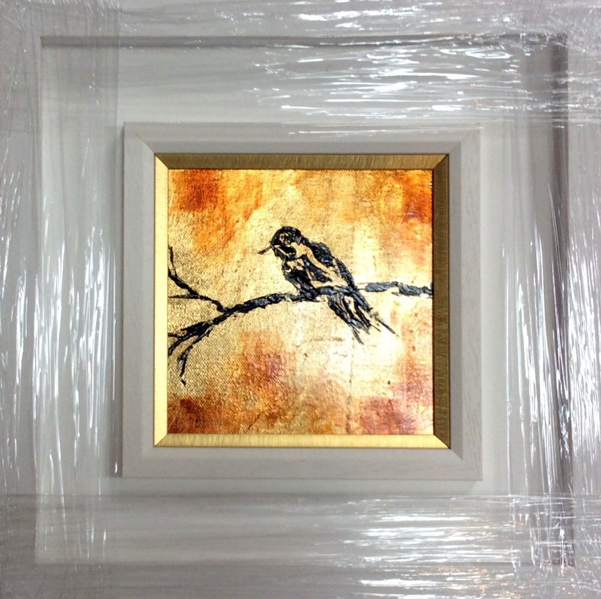 Sit Awhile painted on Gold Leaf - original oil palette knife