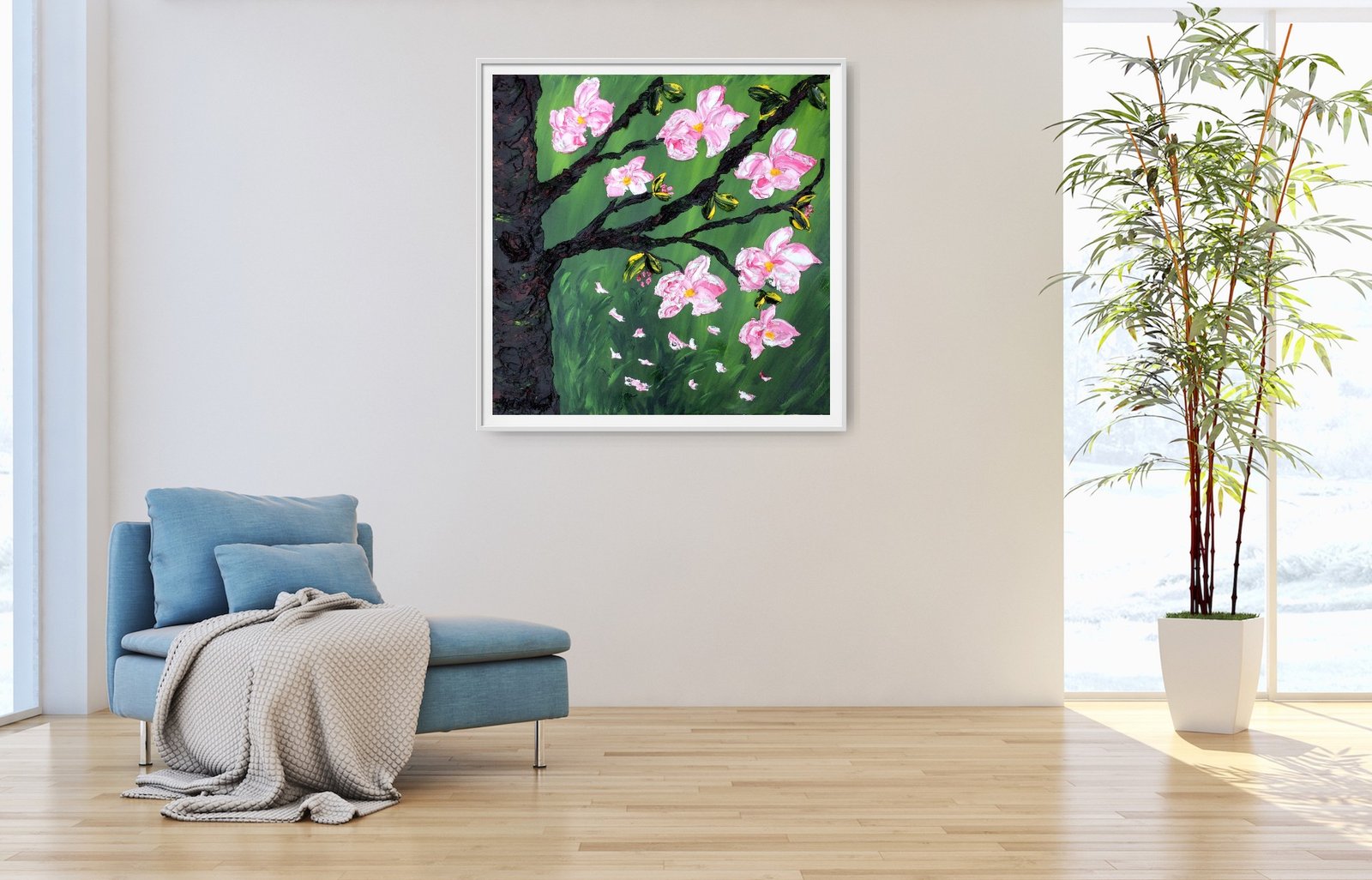 Whispering Flurry of Cherry Blossoms - original oil palette knife