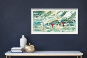 Sailing off the Coast   - original oil palette knife - Image 4